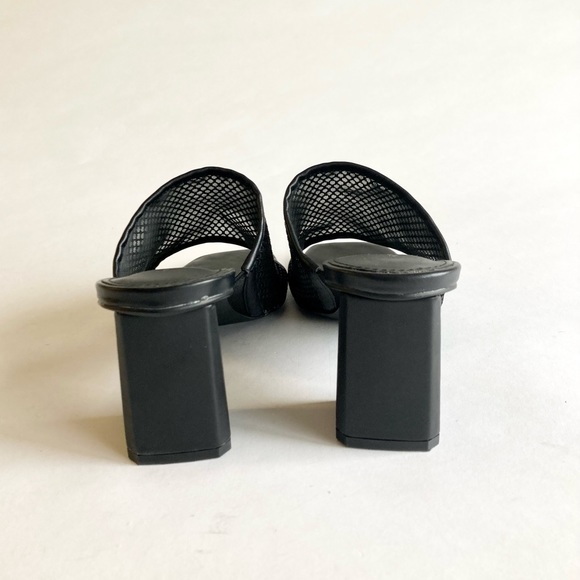 14TH & Union Black Fabric Leather Square Toe Heel Sandals size 8.5 - Picture 10 of 15